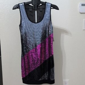 Glamorous Sequin Tank Mini Dress in Silver and Pink